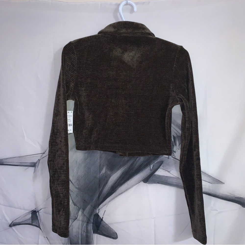 Ardene | Chenille Knit Long Sleeve Shirt | Brown - Picture 3 of 7